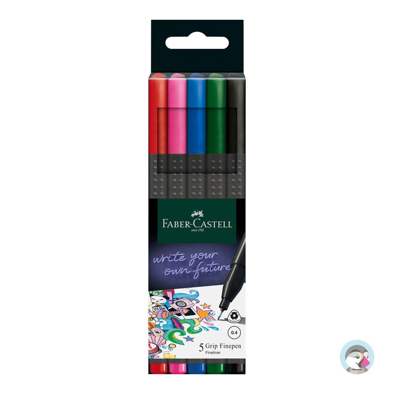 Cienkopisy GRIP 5 kolorów podstawowych 151604 FABER-CASTELL