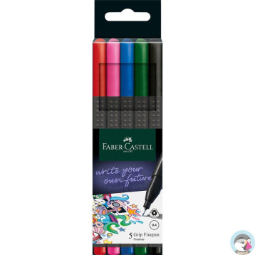 Cienkopisy GRIP 5 kolorów podstawowych 151604 FABER-CASTELL
