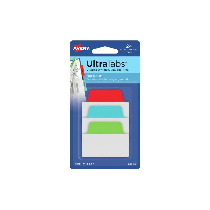 Zakładki indeksujące samoprzylepne 50,8x38,1mm przezroczyste z kolorową zakładką Ultra Tabs 74754 AVERY ZWECKFORM
