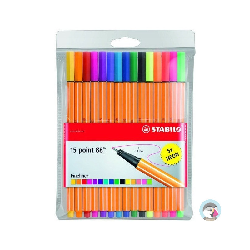 Cienkopis STABILO point 88 komplet 15szt. w tym 5 neonowych 8815-1