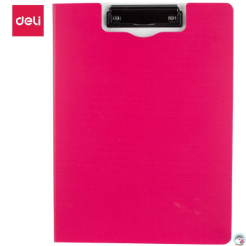 Deska z klipem pionowa A4 zamykana PP RIO różowa EF75002 PINK DELI