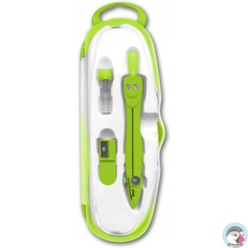 Cyrkiel szkolny z grafitem 2mm ( grafity +temperówka) PC-101 zielony w etui TT7634 PENMATE
