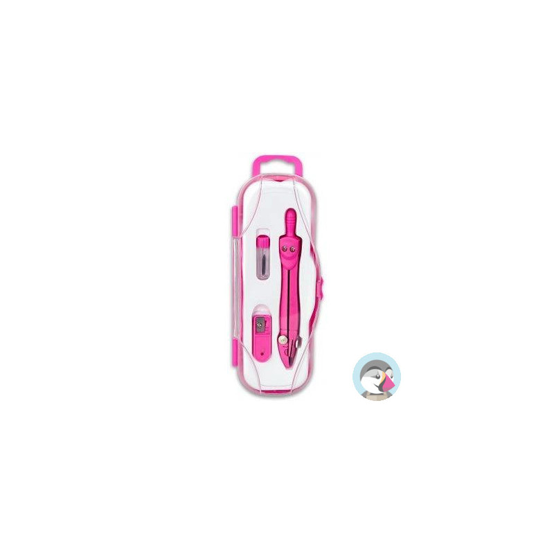 Cyrkiel szkolny z grafitem 2mm ( grafity +temperówka) PC-101 różowy w etui TT7631 PENMATE