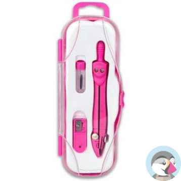 Cyrkiel szkolny z grafitem 2mm ( grafity +temperówka) PC-101 różowy w etui TT7631 PENMATE