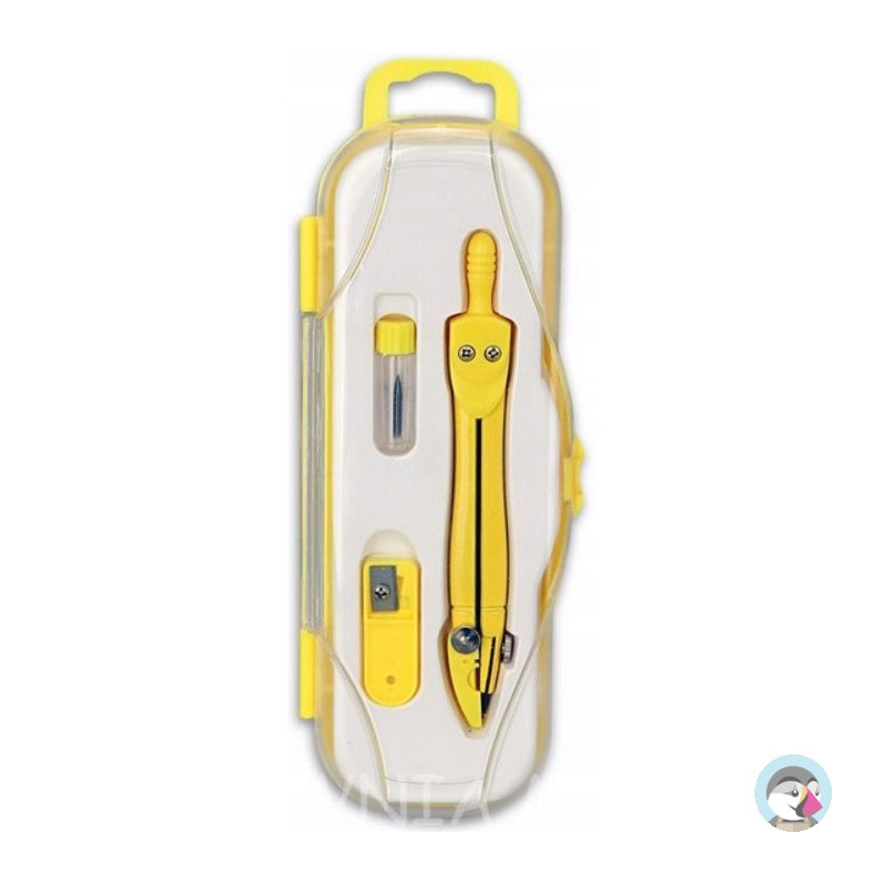 Cyrkiel szkolny z grafitem 2mm ( grafity +temperówka) PC-101 żółty w etui TT7632 PENMATE