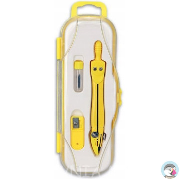 Cyrkiel szkolny z grafitem 2mm ( grafity +temperówka) PC-101 żółty w etui TT7632 PENMATE