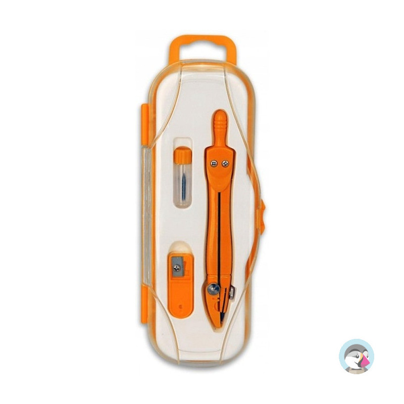 Cyrkiel szkolny z grafitem 2mm ( grafity +temperówka) PC-101 żółty w etui TT7631 PENMATE