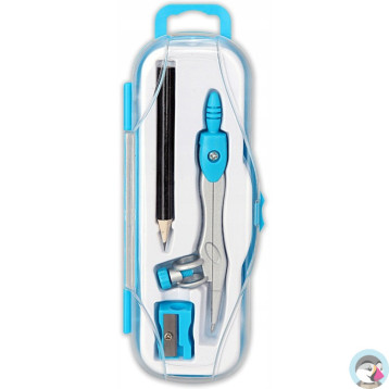 Cyrkiel szkolny z ołówkiem + temperówka w etui PC-102 niebieski TT7637 PENMATE