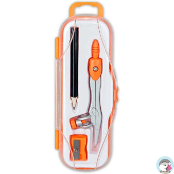 Cyrkiel szkolny z ołówkiem + temperówka w etui PC-102 pomarańczowy TT7636 PENMATE