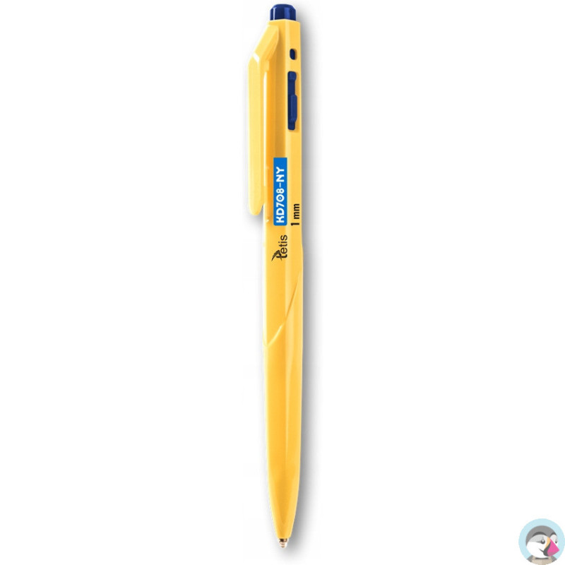 Długopis automatyczny 1mm niebieski, żółta obudowa KD708-NY TETIS