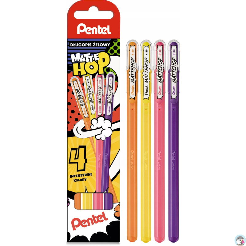 Długopis żelowy MATTEHOP 1,0mm (4 szt.) K110V-ST4FGPVPL PENTEL