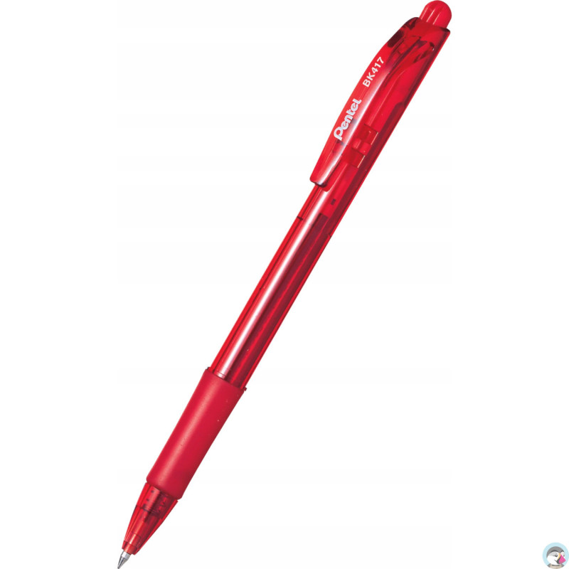 Długopis automatyczny WOW BK417/B czerwony PENTEL z gumowym uchwytem