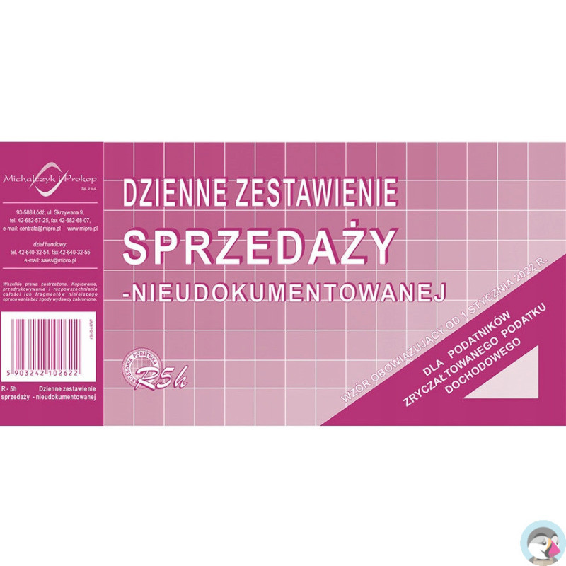 R05-H Dzienne zestawienie sprzedaży nieudokumentowanej od stycznia 2022 Michalczyk i Prokop
