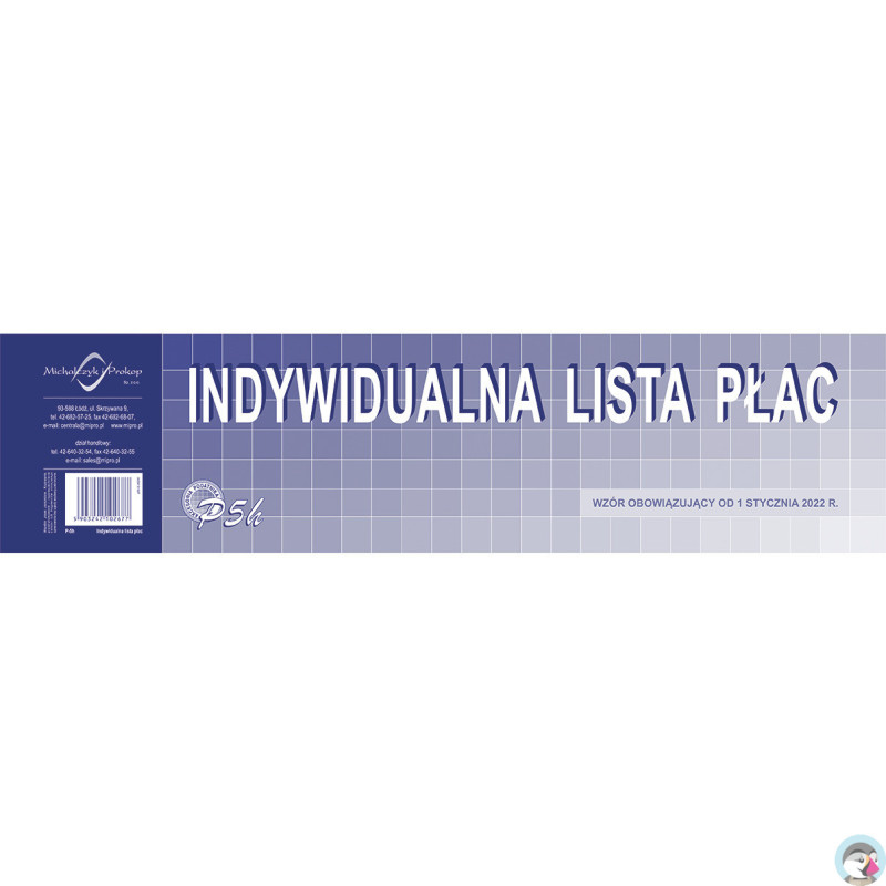 P05-M Indywidualna lista płac 1/3 A3 od lipca 2022 Michalczyk i Prokop