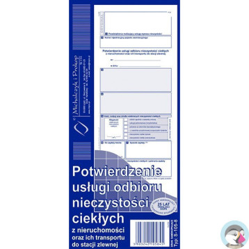 S-105-8 Potwierdzenie usługi odbioru nieczystości ciekłych oraz ich transportu do stacji zlewnej MICHALCZYK I PROKOP