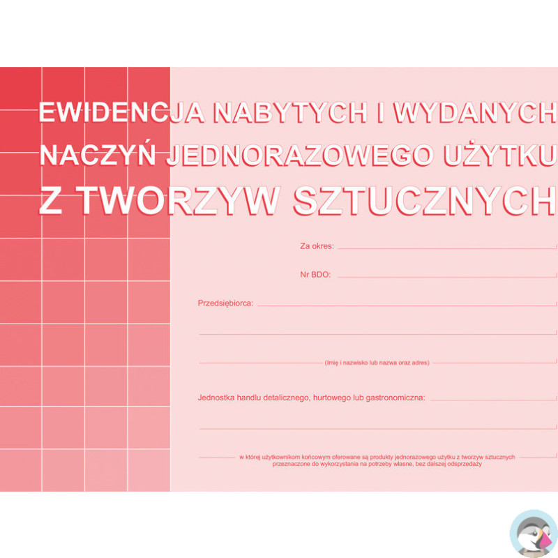 S-210-3 Ewidencja nabytych i wydanych naczyń jednorazowego użytku z tworzyw sztucznych MICHALCZYK I PROKOP