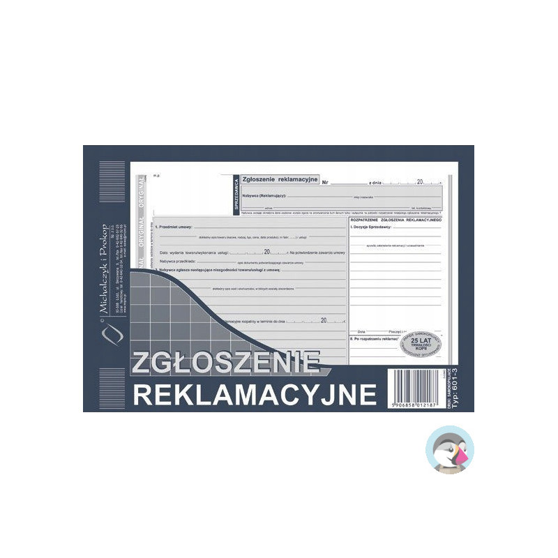 601-3 ZR A5 Zgłoszenie reklamacyjne (oryginał + 2 kopie) Michalczyk i Prokop