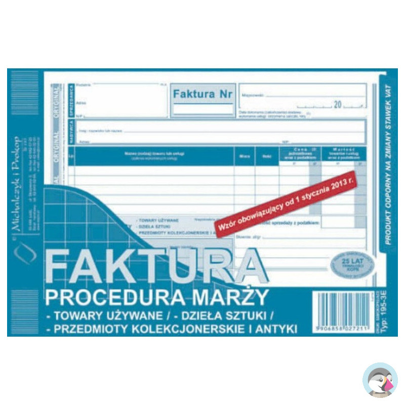 195-3E Faktura procedura marży towary używane A5 (o+1k) Michalczyk i Prokop