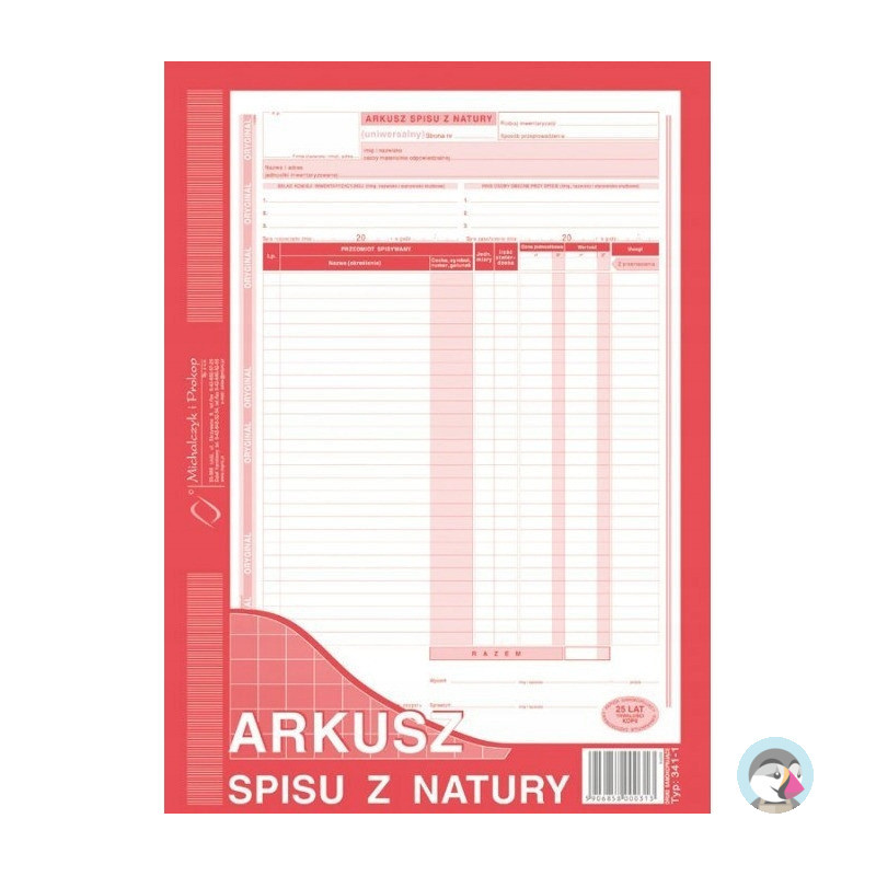 341-1 Arkusz spisu z natury A4 48k. pion Michalczyk i Prokop