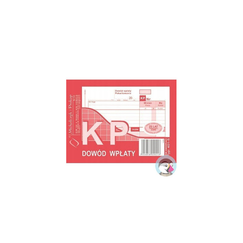 401-5 KP Dowód Wpłaty A6 80 kartek MICHALCZYK I PROKOP (kasa przyjmie)