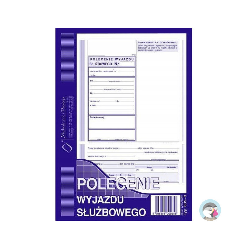 505-3 Polecenie wyjazdu służbowego A5 40kartek Michalczyk i Prokop