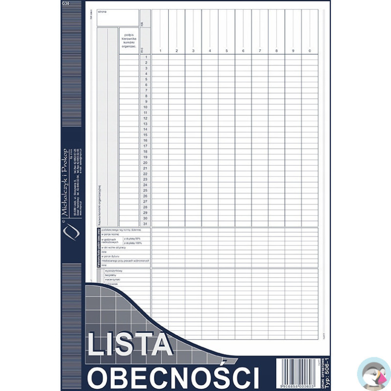 506-1 Lista obecności MICHALCZYK&PROKOP A4 40 kartek