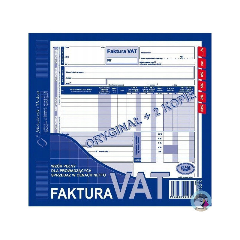 102-XE/N Faktura VAT 2/3 A4 (pełna oryginał +2kopie ) Michalczyk i Prokop