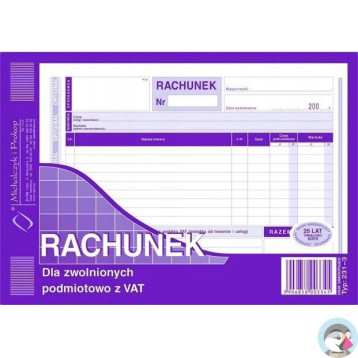 231-3 Rachunek A5 dla zw.z VAT (poziom)MICHALCZYK i PROKOP