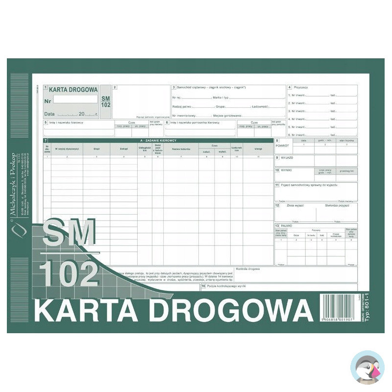 801-1-N Karta drogow.numer. samoch.cieżar. MICHALCZYK