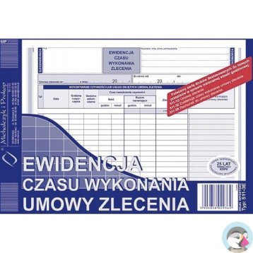 511-3E Ewidencja czasu wykonania zlecenia A5 offset MICHALCZYK&PROKOP