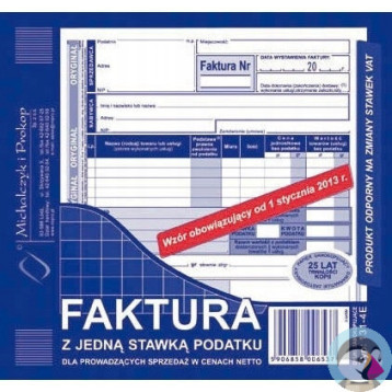 131-4E Faktura z jedną stawką podatku sprzedaż w netto 2/3A5 Michalczyk i Prokop