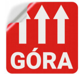Etykieta ostrzegawcza GÓRA 55x55mm papierowa na roli (1000szt) BULK