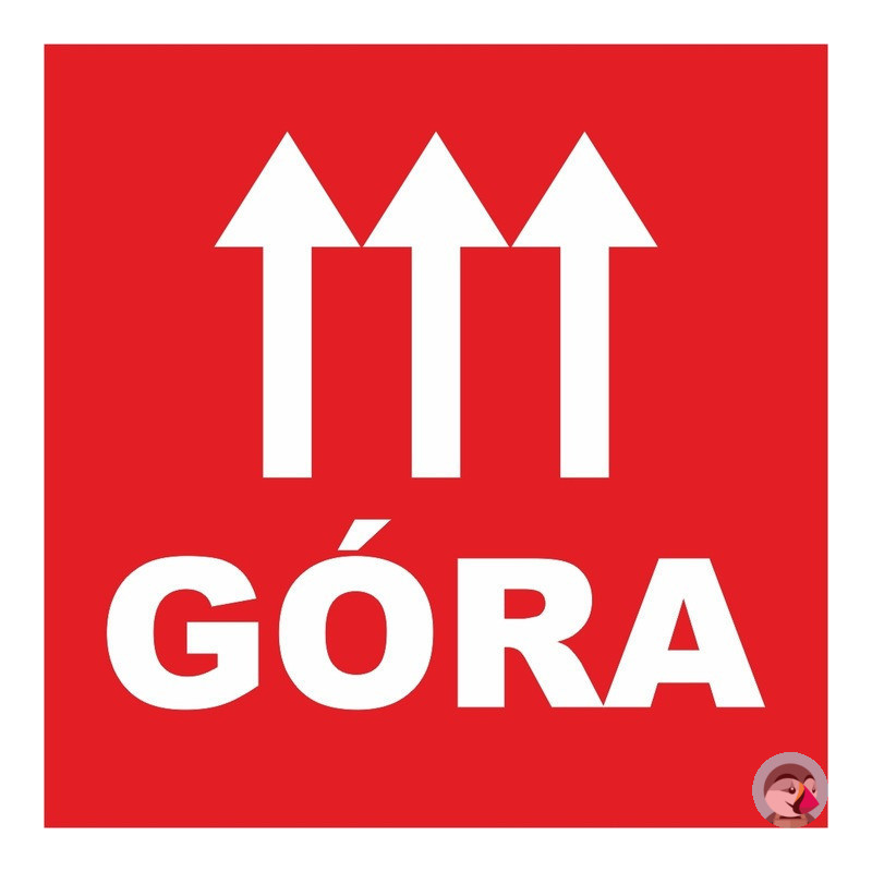 Etykieta ostrzegawcza GÓRA 77x77mm papierowa na roli (1000szt) BULK