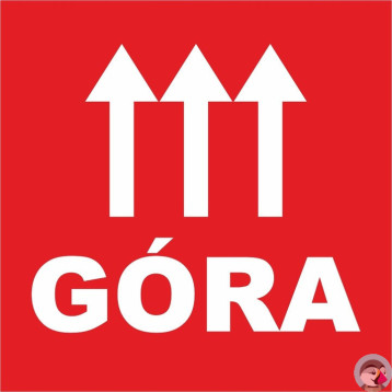 Etykieta ostrzegawcza GÓRA 77x77mm papierowa na roli (1000szt) BULK