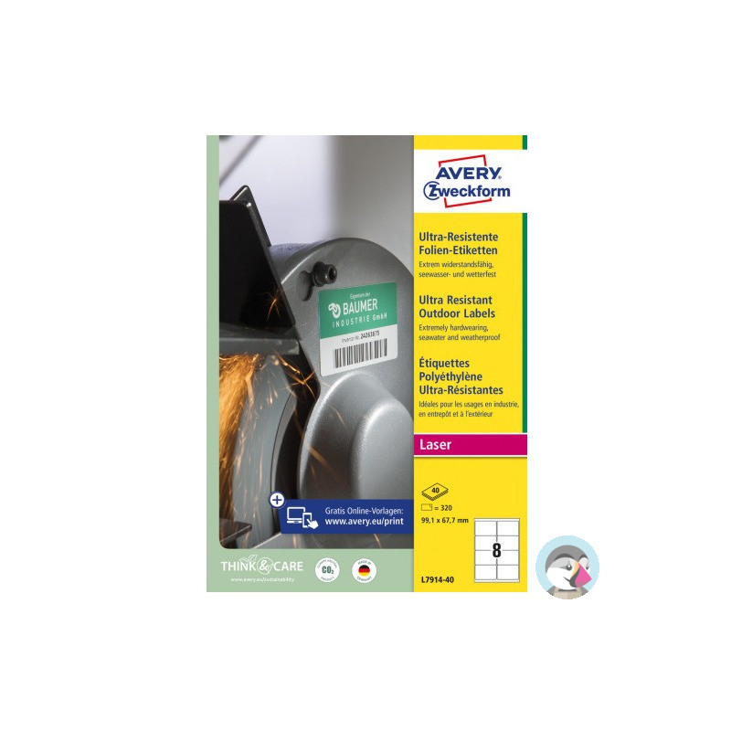 Etykiety foliowe Ultra Resistant 99,1x67,7mm (40arkuszy||320etykiet) L7914-40 AVERY ZWECKFORM