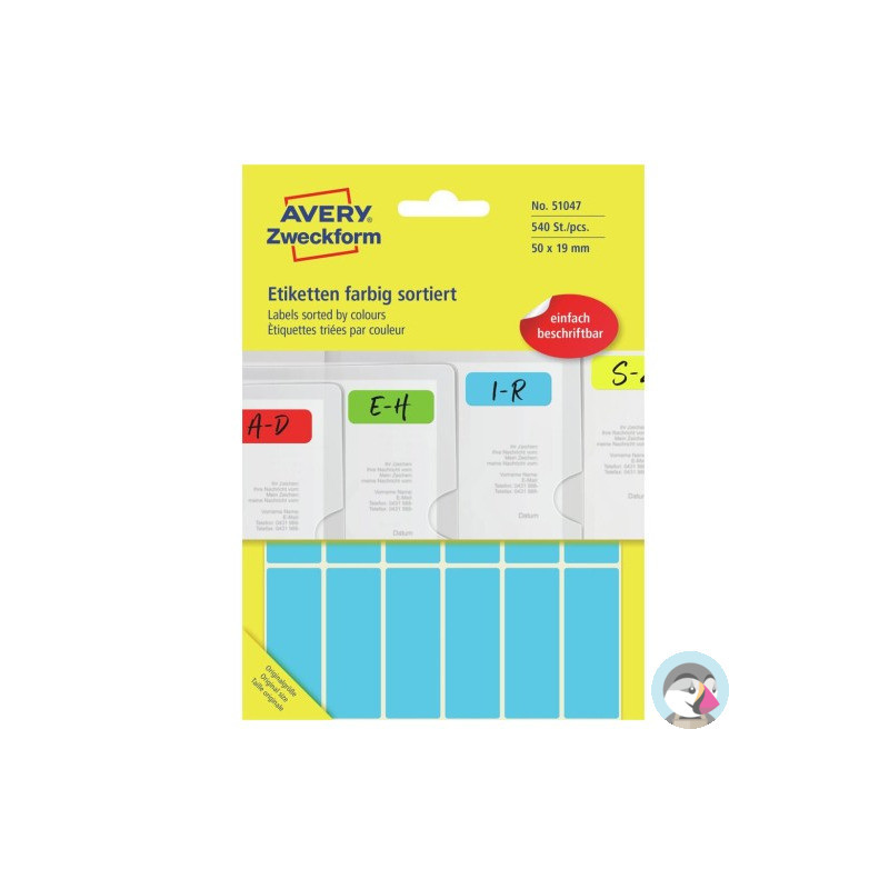 Etykieta w 5 kolorach 50x19mm (30 arkuszy || 540 etykiet) do opisu ręcznego 51047 AVERY ZWECKFORM