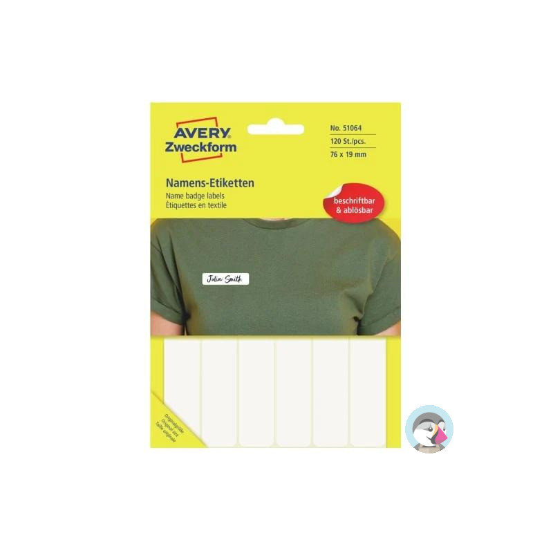 Etykieta identyfikatory imienne 76x19mm(10 arkuszy || 120etykiet) Sztuczny jedwab 51064 AVERY ZWECKFORM