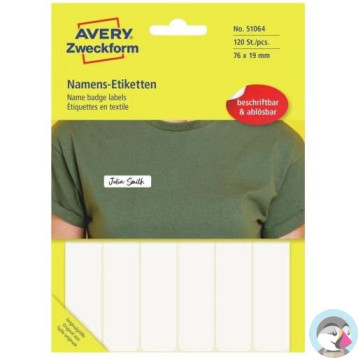Etykieta identyfikatory imienne 76x19mm(10 arkuszy || 120etykiet) Sztuczny jedwab 51064 AVERY ZWECKFORM