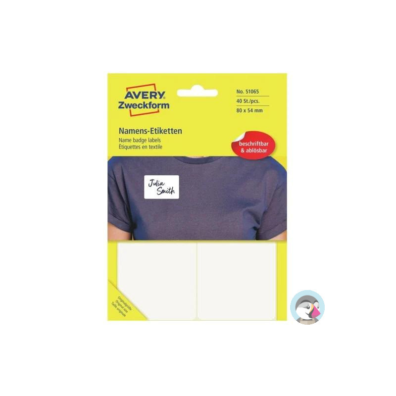 Etykieta identyfikatory imienne 80x54mm(10 arkuszy || 40etykiet) białe foliowe 51065 AVERY ZWECKFORM