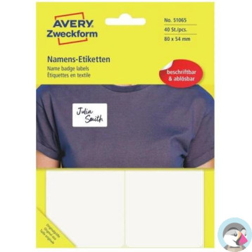 Etykieta identyfikatory imienne 80x54mm(10 arkuszy || 40etykiet) białe foliowe 51065 AVERY ZWECKFORM