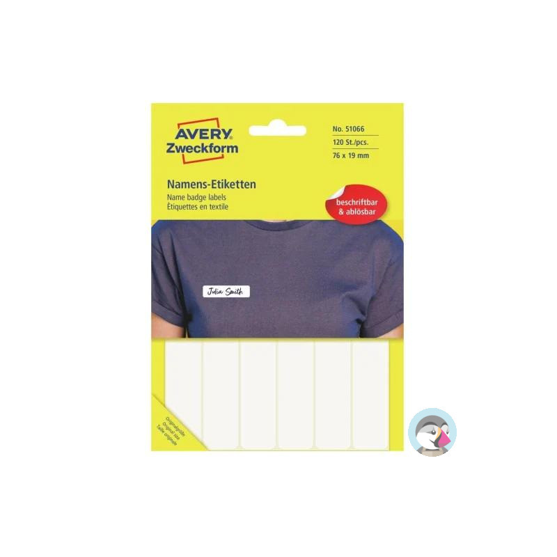 Etykieta identyfikatory imienne 76x19mm(10 arkuszy || 120etykiet) białe foliowe 51066 AVERY ZWECKFORM