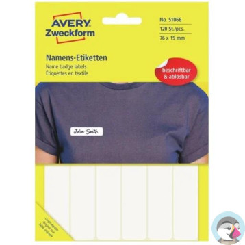 Etykieta identyfikatory imienne 76x19mm(10 arkuszy || 120etykiet) białe foliowe 51066 AVERY ZWECKFORM