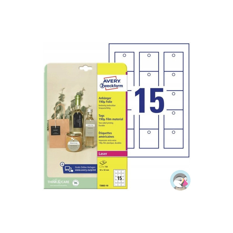 Zawieszki foliowe (10 arkuszy) 50x50mm Quick&Clean T3003-10 AVERY ZWECKFORM