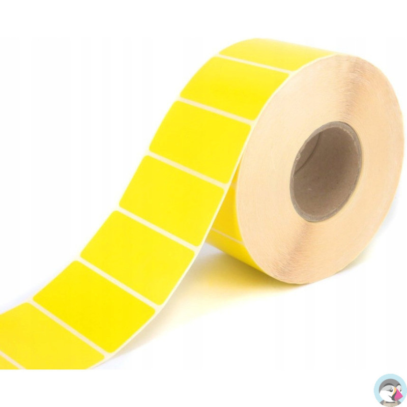 Etykieta polipropylenowa na roli 70x32mm (1000szt) żółta BULK gilza 40mm