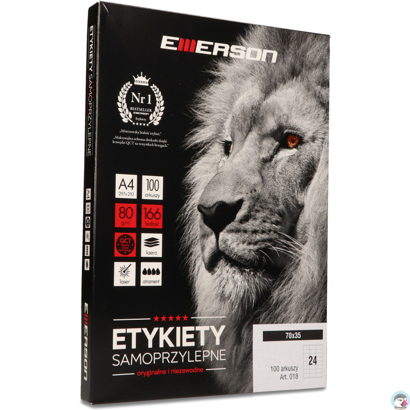 Etykiety A4 białe (100ark) 70x35mm nr.018 EMERSON eta4070x035