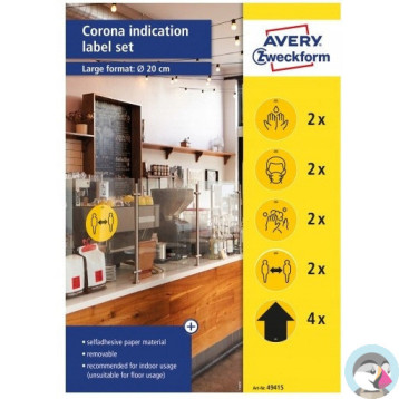 Zestaw etykiet ostrzegawczych - koronawirus fi20 gotowe wzory usuwalne 49415 AVERY ZWECKFORM