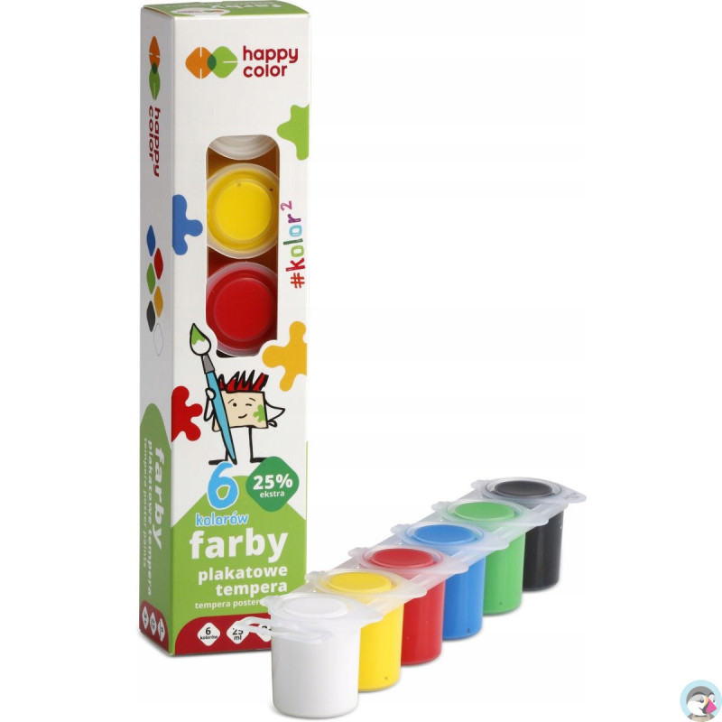Farba plakatowa HAPPY COLOR TEMPERA 6kol. x25ml HA 3310 0025-K6