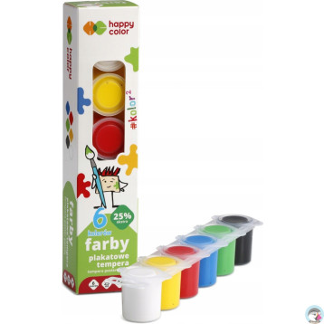 Farba plakatowa HAPPY COLOR TEMPERA 6kol. x25ml HA 3310 0025-K6
