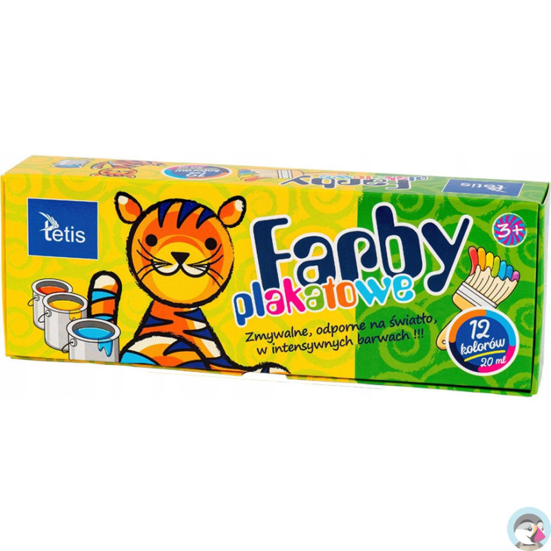 Farby plakatowe 12kol.20ml TETIS KF001-D