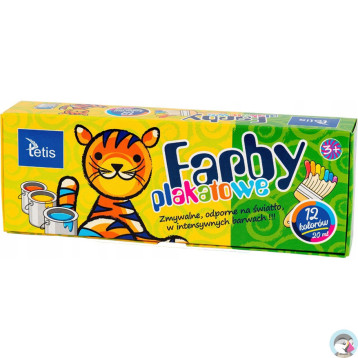 Farby plakatowe 12kol.20ml TETIS KF001-D